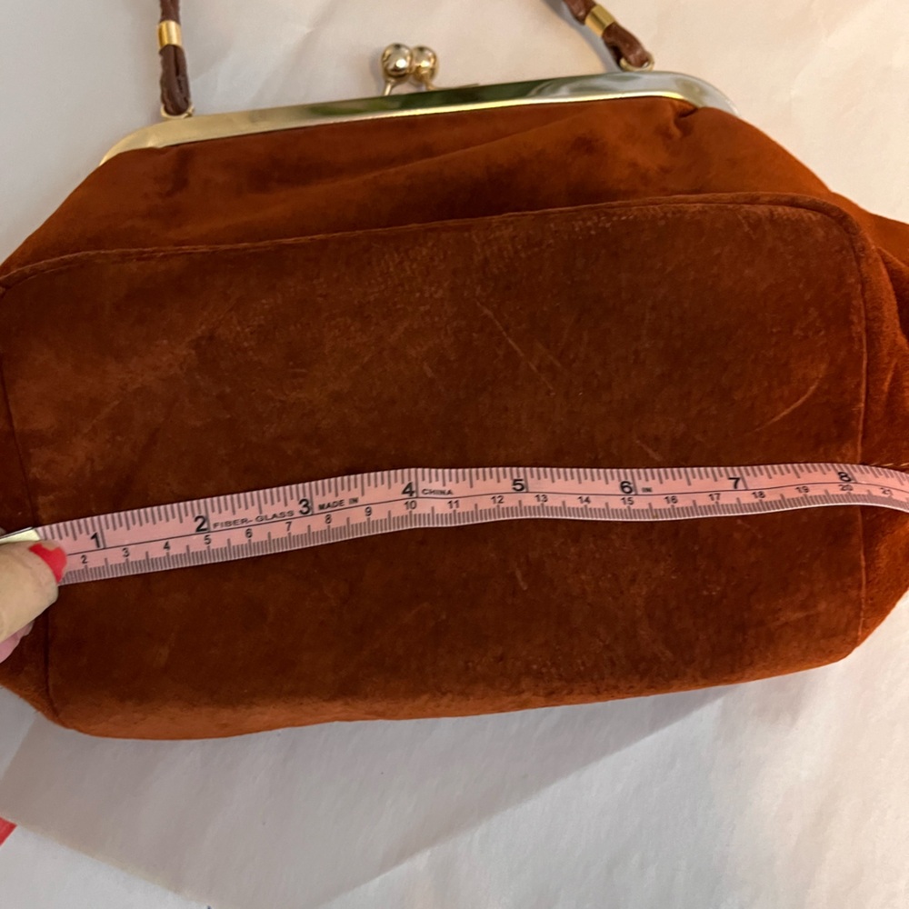 Kisslock purse Daniela sweet rust orange Italian crossbody clutch bag - Picture 6 of 16